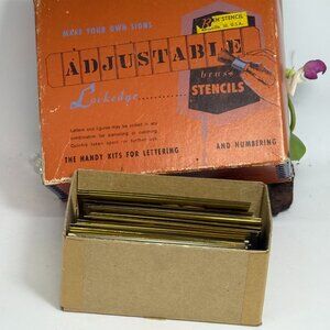 Vintage Reeses Adjustable Lockedge Brass Stencils - Letterings & Numbering - NIB